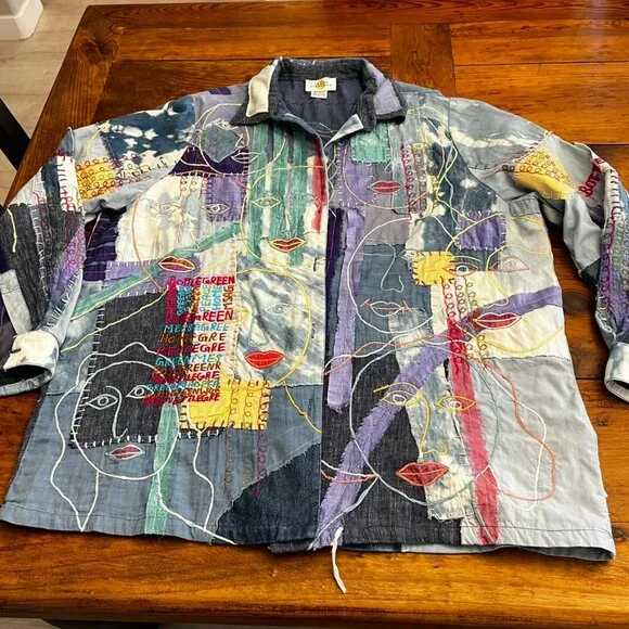 CANDY STARKMAN Art Asembled Long Sleeved Denim Shirt / Lightweight Jacket - Picture 5 of 7